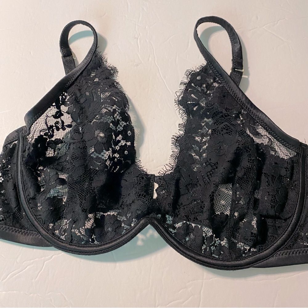 Very Sexy underwire mesh lace unlined Demi Bra Black 32-34 B-C